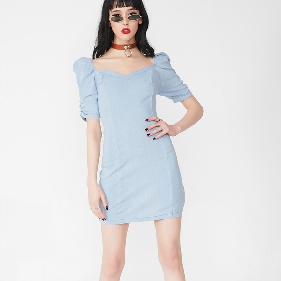 Dolls Kill “Classy Effect” Puff Sleeve Mini Dress – Size Medium - Picture 7 of 10
